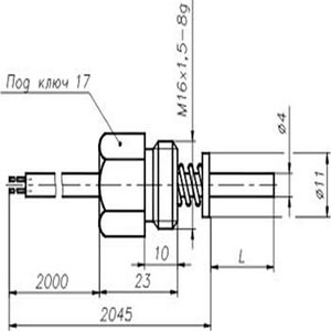 Рис.1. Габаритный чертеж термоэлектрического преобразователя ТХК-1190В