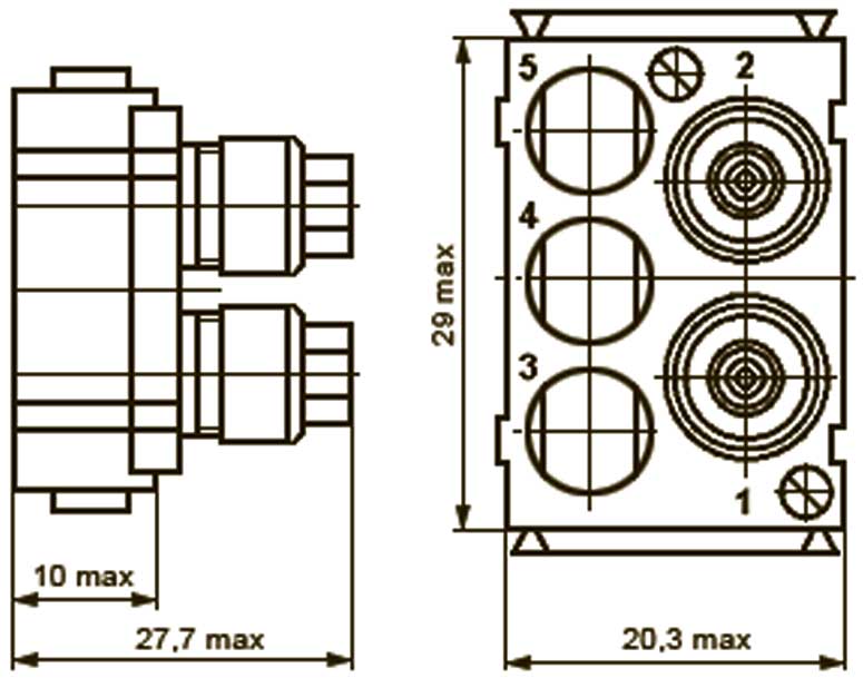 Розетка РПН23-5Г2 - габаритная схема